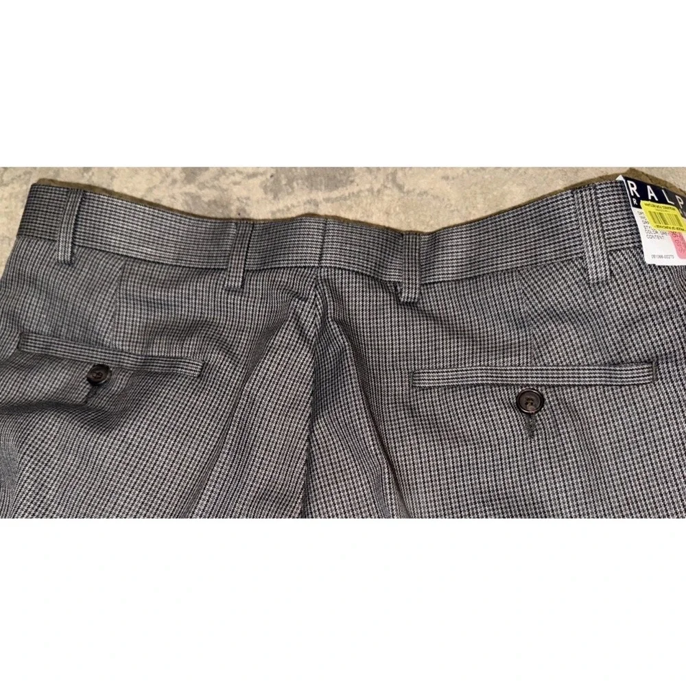 Polo‎ Ralph Lauren Pants Mens 36 X 29 Gray Check Flat Front Casual Dress New